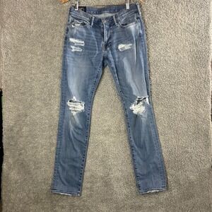Abercrombie & Fitch Langdon Skinny Distressed Jeans Mens 30x32 Medium Wash Blue